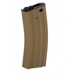 Airsoft – Chargeur métal tan 300 billes 6 mm pour réplique M4 électrique de la marque Lancer tactical (CLK9010)