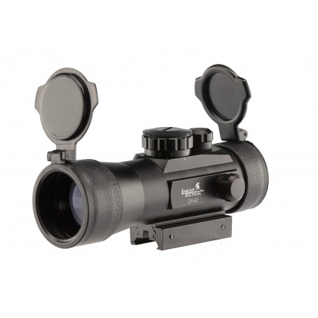 Airsoft - Viseur avec grossissement x2 (point rouge ou vert | sur rail 21 mm Picatinny) de la marque Lancer tactical (A68777)