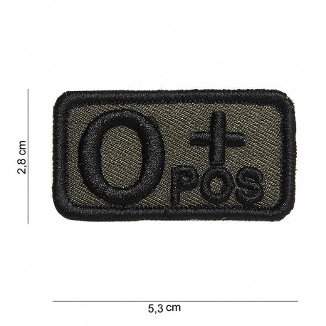 Accessoires tactiques - Patch tissu groupe sanguin O+ noir sur fond vert (avec velcro) de la marque Fostex (5077 | 442318-3245)