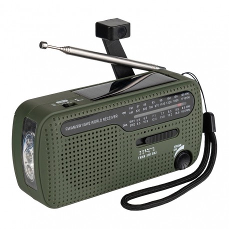 Bivouac - Radio de survie portable SW1 / SW2 / FM / AM (piles, solaire ou manivelle) de la marque Fosco (464601)