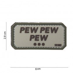 Patch 3D PVC "Pew pew pew" gris et vert avec velcro, 101 Inc