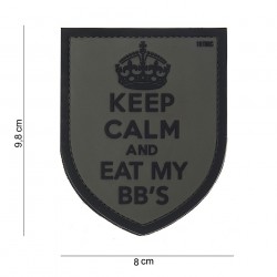 Patch 3D PVC "Keep calm" gris et noir avec velcro, 101 Inc