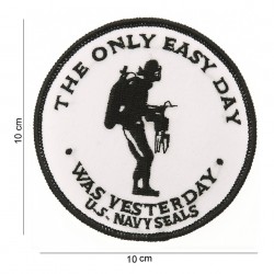Patch tissus "The only easy day US navy seals" blanc, 101 Inc