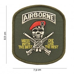 Patch tissu (à coudre) Airborne crâne et béret de la marque 101 Inc (442306-797)