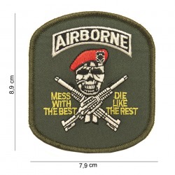 Patch tissu Airborne crâne et béret