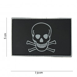 Patch 3D PVC "Skull and Bones" noir avec velcro, 101 Inc