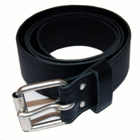 Ceinture en cuir noir avec boucle chrome - Différentes longueurs, 101 Inc