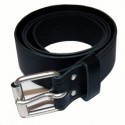 Ceinture en cuir noir avec boucle chrome