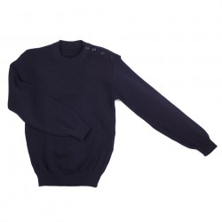 Pull Breton en laine bleu avec boutons, 101 Inc