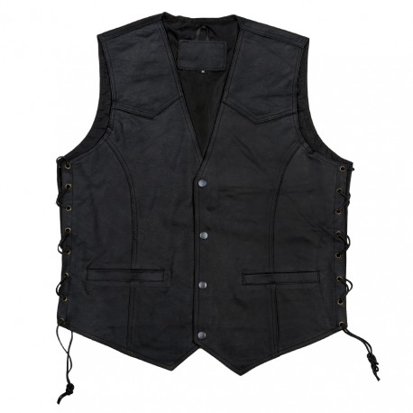 Gilet en cuir noir, 101 Inc