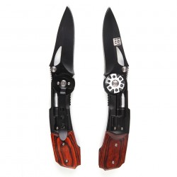 Couteau fermant "Gun" noir et bois | 101 Inc