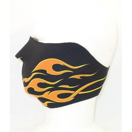 Masque néoprène demi flamme noir et orange | DMoniac